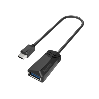 Adapter  HAMA USB-C plug - USB 3.2 Gen 1 A socket, gold-plated, 0.15 m, Black