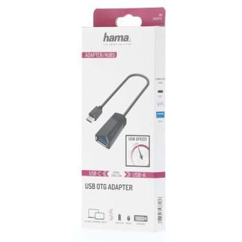 Adapter  HAMA USB-C plug - USB 3.2 Gen 1 A socket, gold-plated, 0.15 m, Black