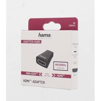 Адаптер HAMA 200347, Mini-HDMI мъжко - HDMI женско, Ultra-HD, 4K, Черен