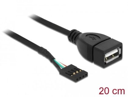 Кабел DeLock USB Pin header женско > USB 2.0 type-A женски, 20 cm
