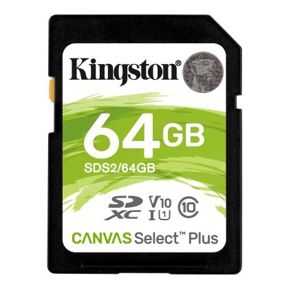 Memory card Kingston Canvas Select Plus SD 64GB, Class 10 UHS-I