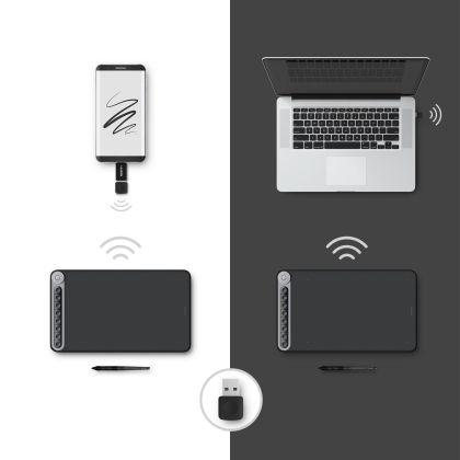 Графичен таблет HUION Inspiroy Dial Q620M, USB-C, Черен