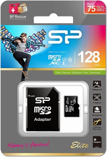 Memory card Silicon Power Elite, 128GB, Micro SDHC/SDXC, UHS-I, SD Adapter