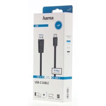 Hama USB-C Cable, USB 3.2 Gen 2, USB-C Plug – USB-A Plug, 10 Gbit/s, 1.00m