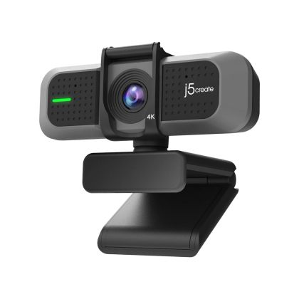 Уеб камера j5create JVU430, 4K Ultra HD, Два микрофона, 360° Rotation, Черен