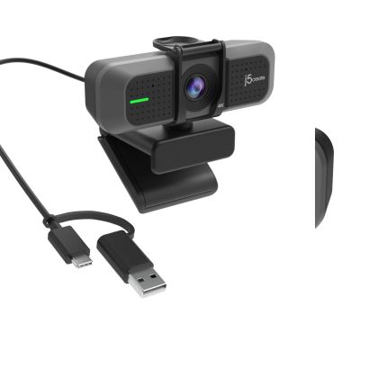 Уеб камера j5create JVU430, 4K Ultra HD, Два микрофона, 360° Rotation, Черен