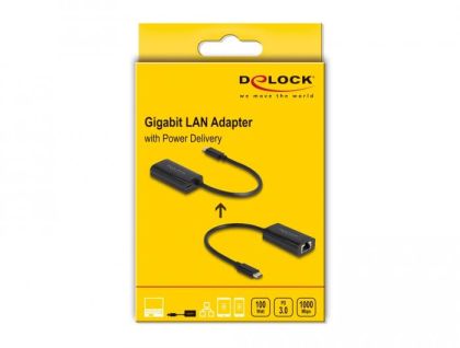 Ethernet Adapter Delock 61026 USB-C - RJ45, USB 3.2 Gen 1 RTL8153B, Gigabit Ethernet, PD 3.0