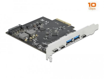 Controller Delock PCI Express Card x4 -> 3 x USB-C + 2x USB-A 10Gbps