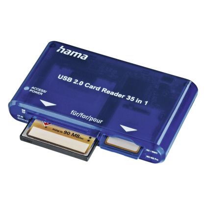 Четец за карти HAMA 35 in 1, USB 2.0, Син