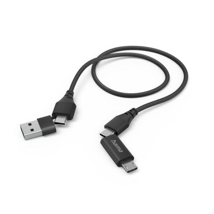Hama 4-in-1 Multi Charging Cable, USB-C and USB-A - USB-C and Micro-USB, 1.5 m