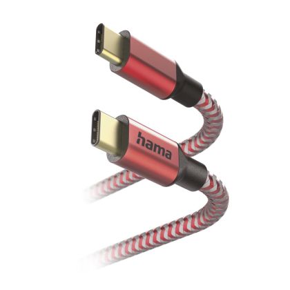 Hama "Reflective" Charging/Data Cable, USB Type-C - USB Type-C, 1.5 m, red