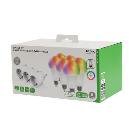 Starter kit DELTACO SMART HOME 3 x mini smart plugs and 6 x RGB LED lights