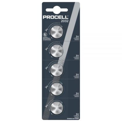 Lithium Button Battery DURACELL PROCELL CR2032 3V 5 pcs in blister  /price for 1 battery/