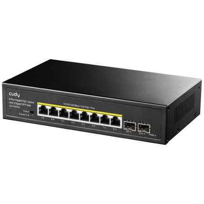 Switch 8 port Cudy GS1008PS2, L2, 8 x Gigabit Ethernet PoE ports, 2 x SFP, 128MB RAM
