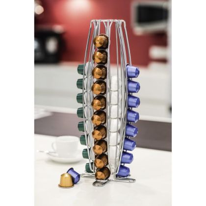 Xavax "Torre" Coffee Capsule Stand for Nespresso, 40 capsules, silver