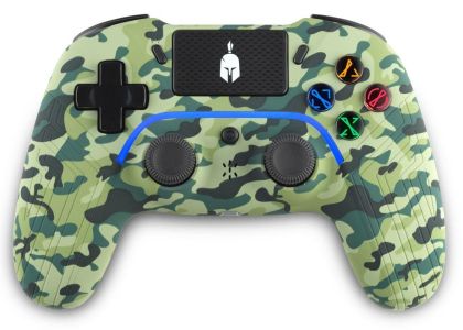 Spartan Gear Aspis 4 Wired PC and Wireless PS4 Controller, PC/PS4 Compbatible, Green Camo