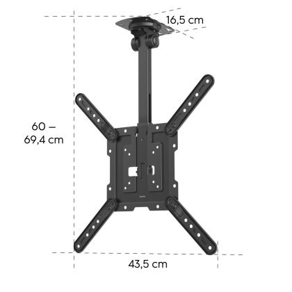 Hama TV Ceiling Bracket, Swivel, Height-adjustable, 400x400, 165 cm (65"), black