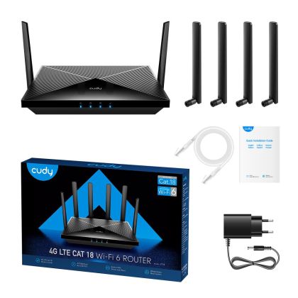 Wireless Router Cudy LT18, AX1800, 4G, LTE CAT 18, 2.4/5 GHz, 574 - 1201 Mbps