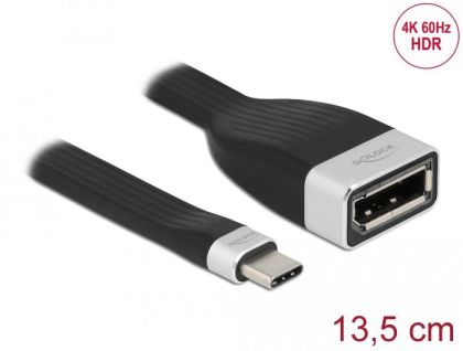 Delock FPC Flat Ribbon Cable USB Type-C to DisplayPort (DP Alt Mode) 4K 60 Hz 13.5 cm