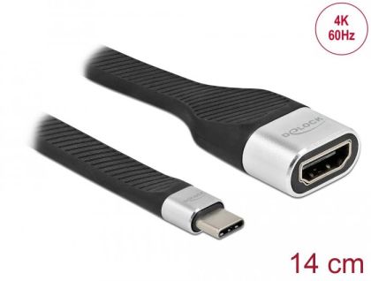 Delock FPC Flat Ribbon Cable USB Type-C to HDMI (DP Alt Mode) 4K 60 Hz 14 cm