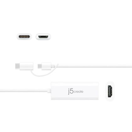 Видео адаптер j5create JUA165C, Android USB  USB-C/USB Micro-B мъжко - HDMI женско, Бял