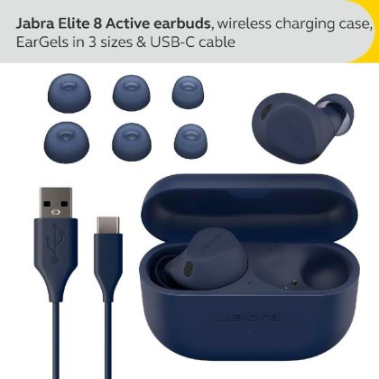 Jabra Elite 8 Active True Wireless Earbuds With Charging Case (Navy) 