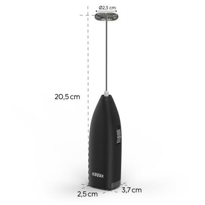 Xavax Electric Milk Frother, Hand Rod Battery-operated, small, black