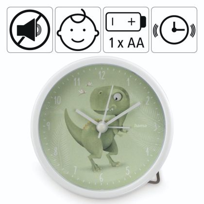 Детски стенен часовник HAMA "Happy Dino", тих