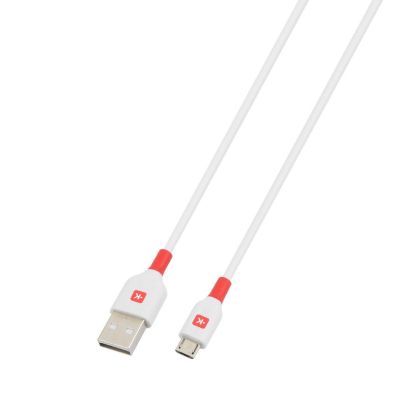 Кабел Skross, micro-USB - USB-A 2.0 мъжко, 1.2м, Бял