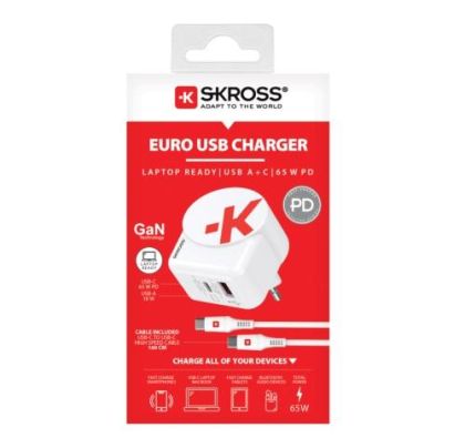 Skross Euro USB Charger AC65PD, USB-A, USB-C