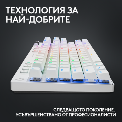 Геймърска механична клавиатура Logitech G Pro X TKL White Lightspeed Tactile Switch