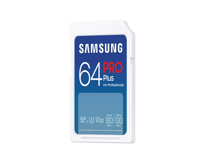 Карта памет Samsung PRO Plus, SD Card, 64GB, Бяла