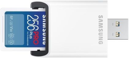 Memory card Samsung PRO Plus SD Card (2023), 256GB, USB reader, White