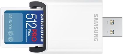Memory card Samsung PRO Plus SD Card (2023), 512GB, USB reader, White