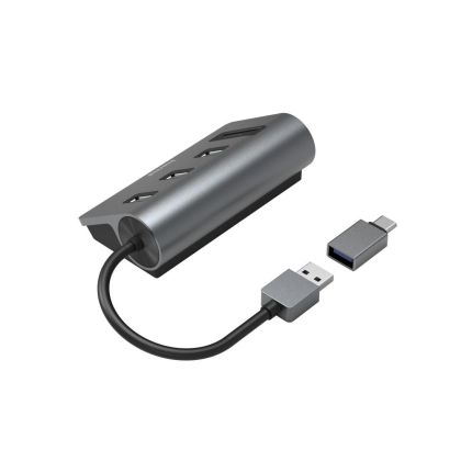 Hama USB Hub/Card Reader, 5 Ports, 3x USB-A, SD, microSD, incl. USB-C Adapter