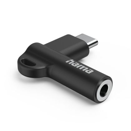 Hama USB-C – 3.5 mm Jack Socket Aux Adapter, 90° Angled Plug, black
