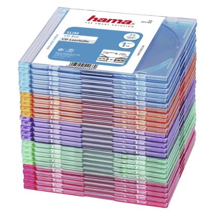 Slim CD кутийки за дискове Hama, опаковка от 25 бр, цветни