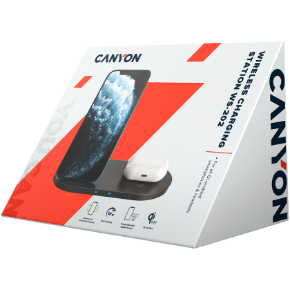 CANYON wireless charger WS-202 10W 2in1 Black