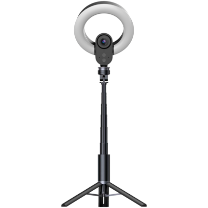 LORGAR Circulus 910, Streaming web camera, 5MP 2592X1944 max resolution, up to 60fps, 1/2.8", Sony STARVIS CMOS image sensor, full glass lens, 5.5'' built-in ring light (1700-14 000K), foldable tripod, auto focus, dual microphones with AI noise reduction,