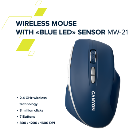 CANYON MW-21, 2.4 GHz Wireless mouse ,with 7 buttons, DPI 800/1200/1600, Battery: AAA*2pcs,Burgundy Red,72*117*41mm, 0.075kg