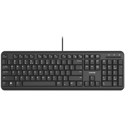 CANYON HKB-20, wired keyboard with Silent switches ,105 keys,black, 1.8 Meters cable length,Size 442*142*17.5mm,460g,BG layout