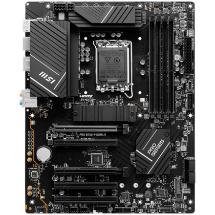 MSI Main Board Desktop PRO B760-P DDR4 II (LGA 1700, 4xDDR4,max 5333 OC, 5xPCI-E X16, 4xSATA6g, 2xM.2, RAID, 6xUSB3.2 Gen1, 4xUSB2.0, DP, HDMI, 7.1 Audio, 2.5LAN) ATX