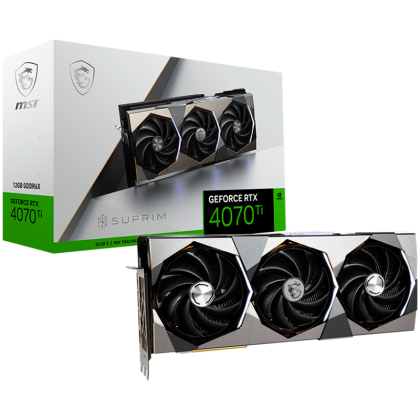 MSI Video Card Nvidia GeForce RTX 4070 Ti SUPRIM SE 12G, 12GB GDDR6X, 192bit, Effective Memory Clock: 21000MHz, Boost: 2610 MHz, 7680 CUDA Cores, PCIe 4.0, 3x DP 1.4a, HDMI 2.1a, RAY TRACING, Triple Fan, 750W Recommended PSU, 3Y