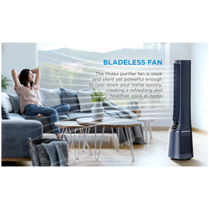 Bladeless Fan & air purifier, Smart WiFi, digital with IOT and remote, H13 HEPA filter, 10 speeds, wide oscillation, ION mode, up to 48 m2, timer, INTELLIGENT WIND, sleep mode, Led display