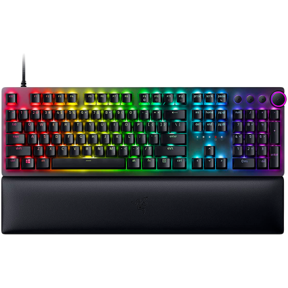 Razer Huntsman V2, Optical Gaming Keyboard (Linear Red Switch), US Layout, Doubleshot PBT Keycaps, Sound Dampening Foam, Razer Chroma™ RGB, Up to 8000Hz polling rate, Aluminum matte top plate