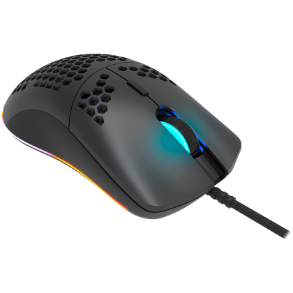 CANYON Puncher GM-11, Gaming Mouse with 7 programmable buttons, Pixart 3519 optical sensor, 4 levels of DPI and up to 4200, 5 million times key life, 1.65m Ultraweave cable, UPE feet and colorful RGB lights, Black, size:128.5x67x37.5mm, 105g