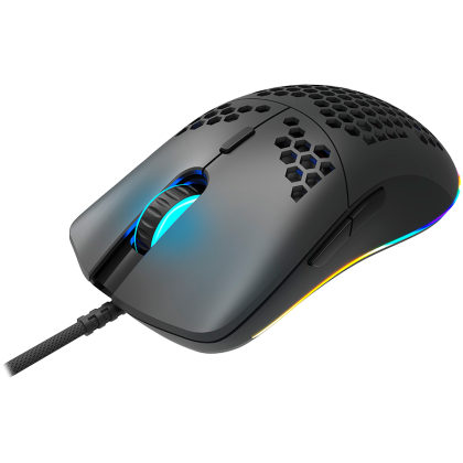 CANYON Puncher GM-11, Gaming Mouse with 7 programmable buttons, Pixart 3519 optical sensor, 4 levels of DPI and up to 4200, 5 million times key life, 1.65m Ultraweave cable, UPE feet and colorful RGB lights, Black, size:128.5x67x37.5mm, 105g