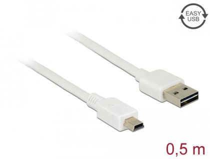 Кабел DeLock EASY, USB 2.0 Type-A мъжко > USB 2.0 Type Mini-B мъжко 0.5 m