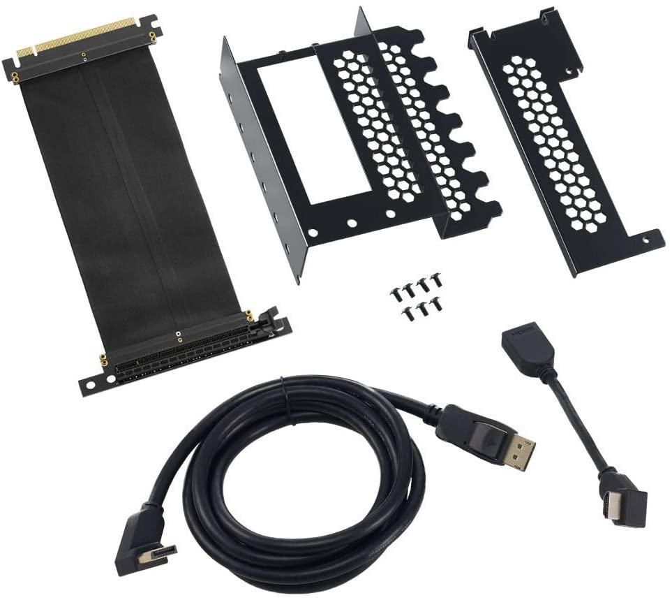 Универсален брекет и кабел за вертикален монтаж за видео карта CableMod PCIe x16, 1x DisplayPort, 1x HDMI кабел (CABLEMOD-ZURC-016)