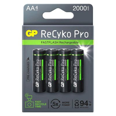 Rechargeable Battery GP R6 AA 2100mAh RECYKO + PRO Fast Flash GP-BR-210AAHCF-APCEB4 NiMH 4 pcs. pack GP